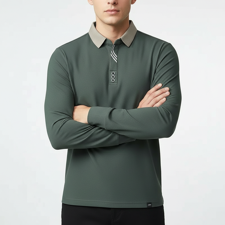Men's Long-Sleeve Polo Shirt in Portofino Style