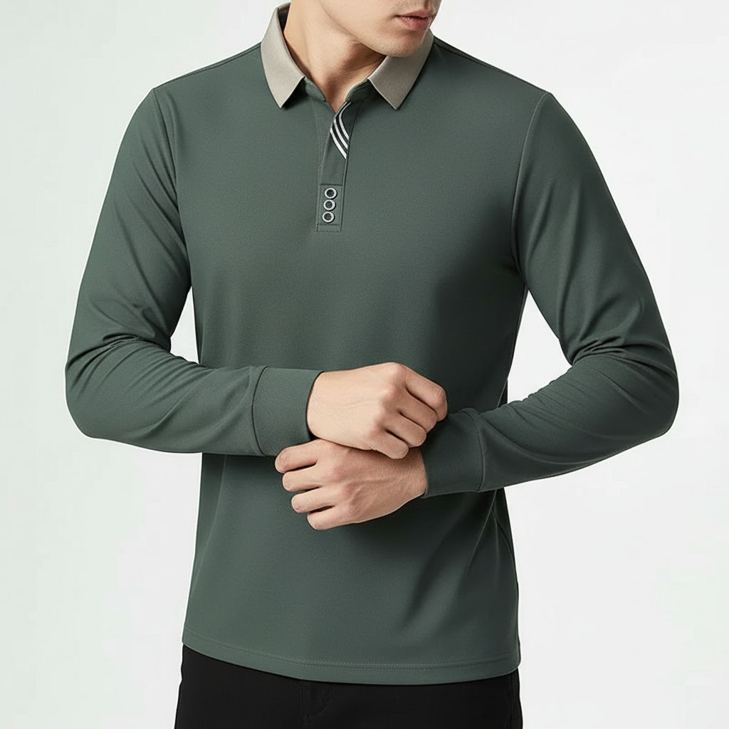 Men's Long-Sleeve Polo Shirt in Portofino Style