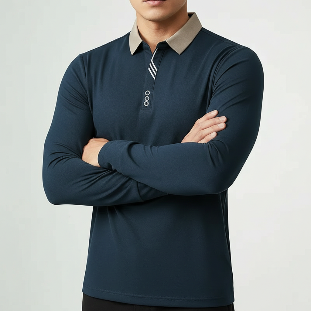 Men's Long-Sleeve Polo Shirt in Portofino Style