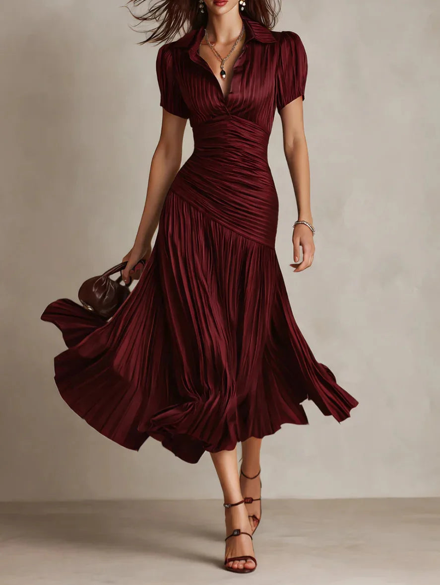 Monroe | Women's Pleated Midi Dress-Omni Prime Goods