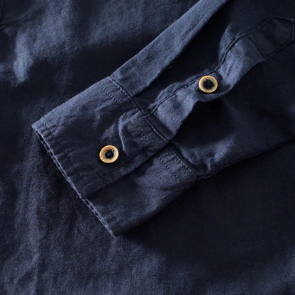 Murray | Men's Casual Long Sleeve Band Collar Shirt-Omni Prime Goods