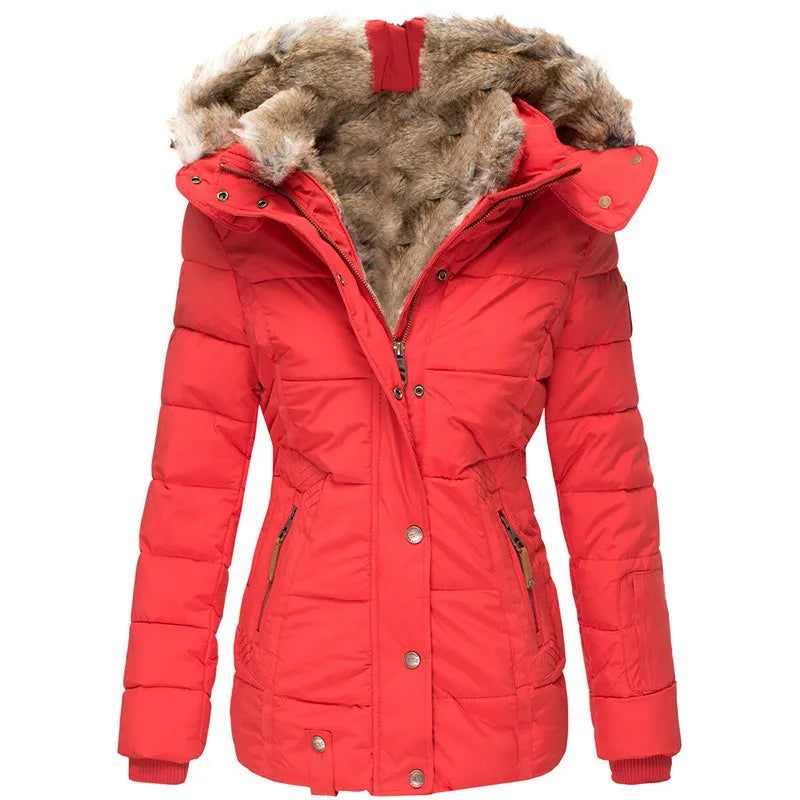 Women's Stylish Winter Coat with Fur Hood