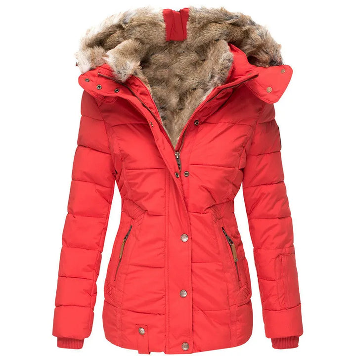 Women's Stylish Winter Coat with Fur Hood