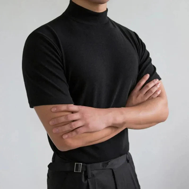 Nash | Men's High Collar Basic T-Shirt, Simple and Comfortable-Omni Prime Goods