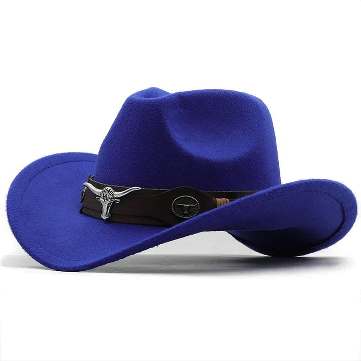 Women's Western Felt Hat with Bull Buckle Band