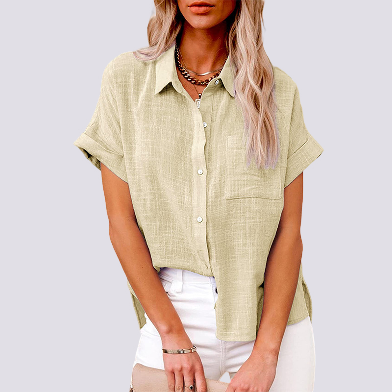 Nicole | Women's Short Sleeve Blouse with Pockets-Omni Prime Goods
