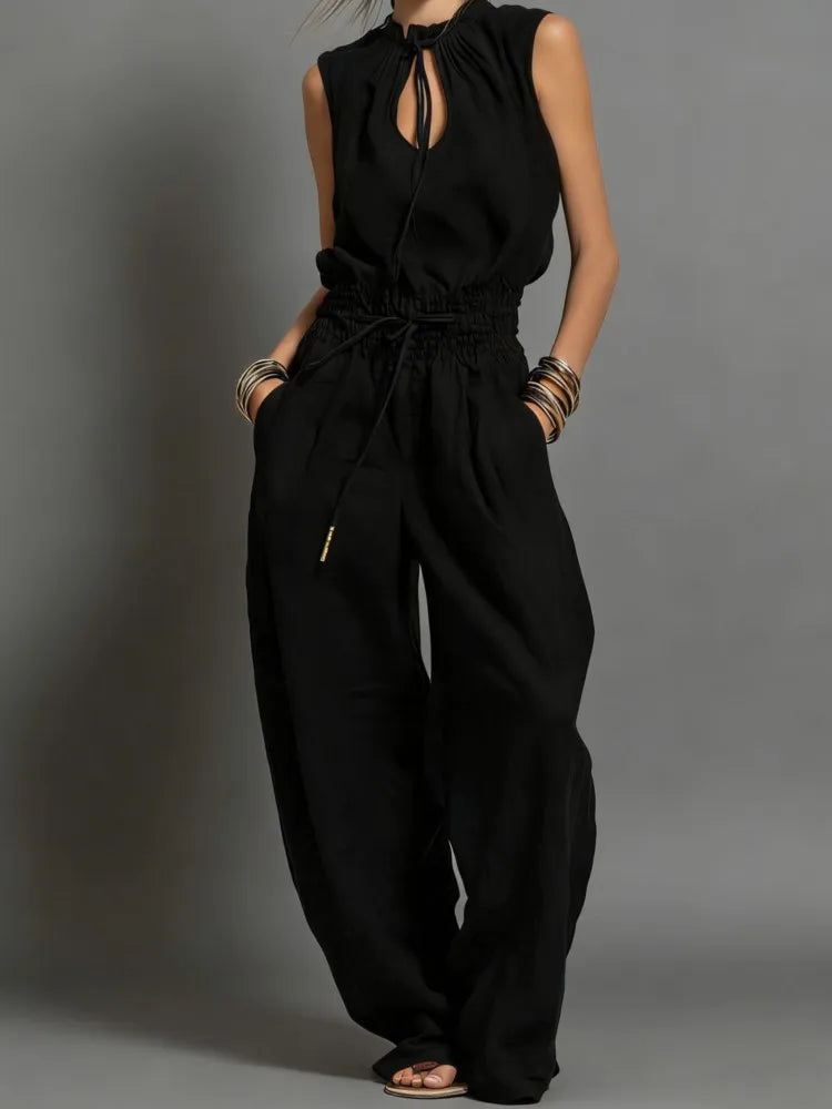 Nikkie | Women's Drawstring Wide Leg Jumpsuit-Omni Prime Goods