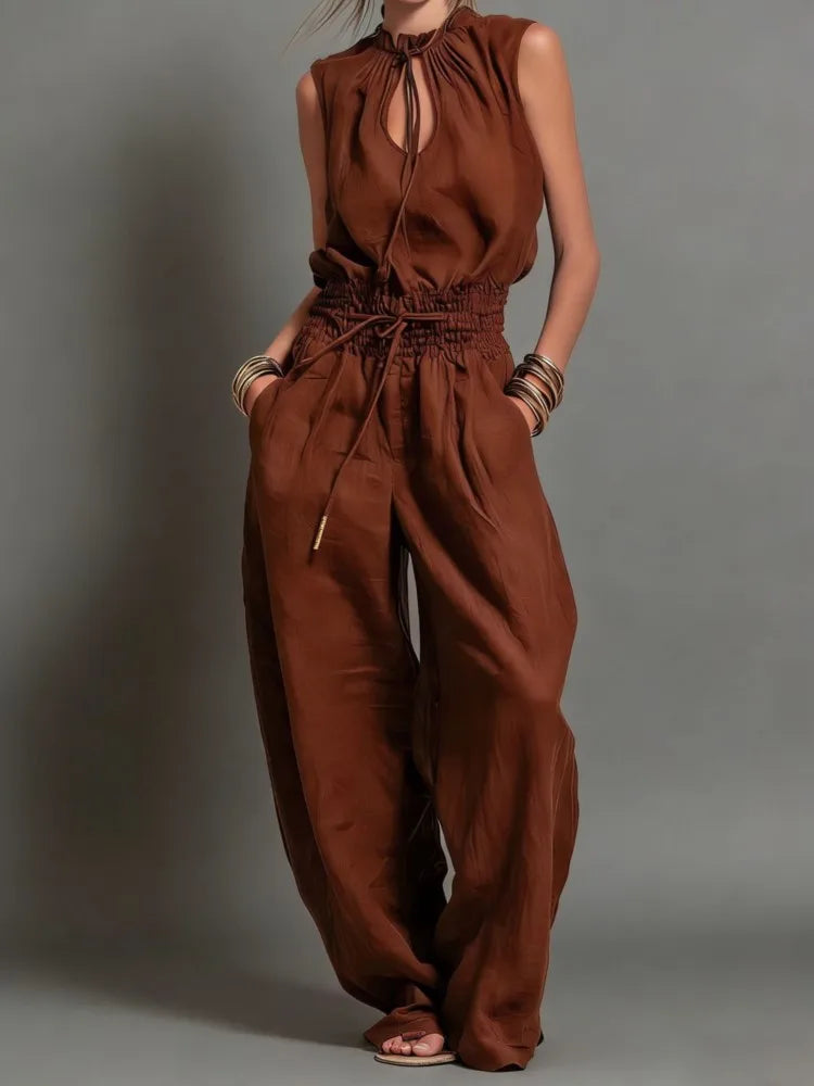 Nikkie | Women's Drawstring Wide Leg Jumpsuit-Omni Prime Goods