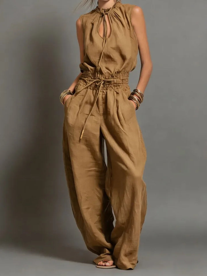 Nikkie | Women's Drawstring Wide Leg Jumpsuit-Omni Prime Goods
