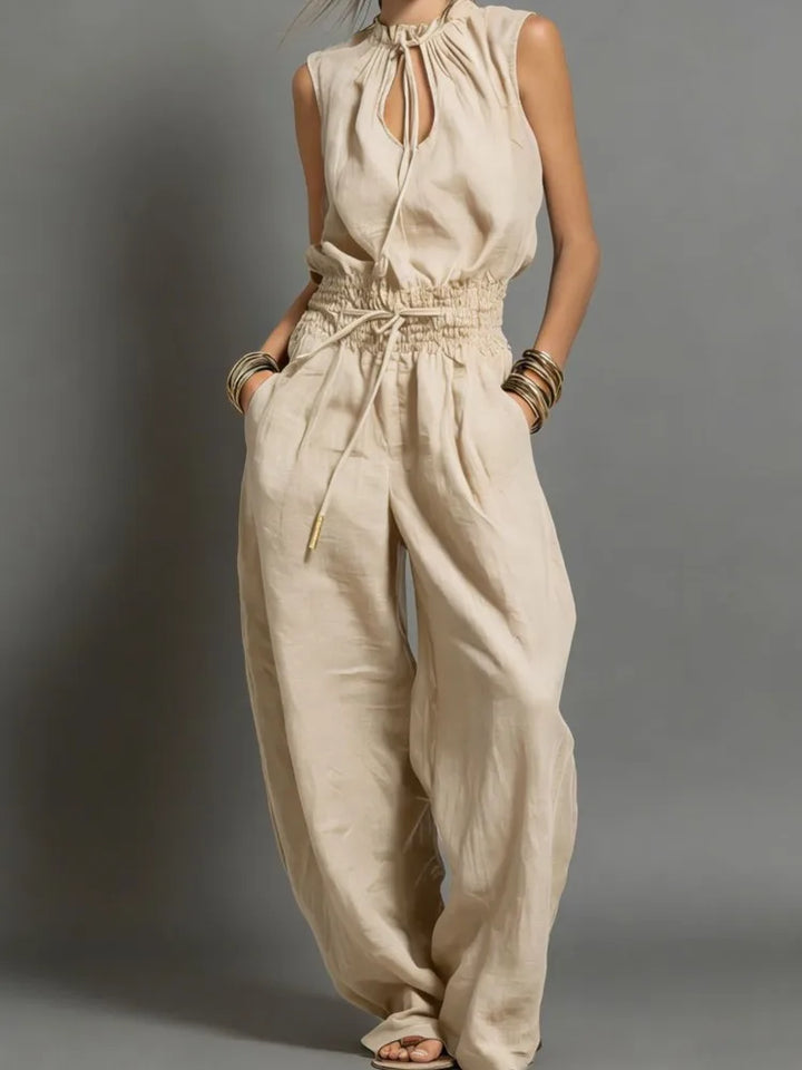 Nikkie | Women's Drawstring Wide Leg Jumpsuit-Omni Prime Goods