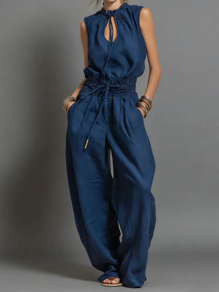 Nikkie | Women's Drawstring Wide Leg Jumpsuit-Omni Prime Goods