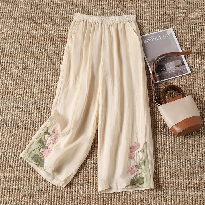 Nori | Women's Embroidered Wide Leg Pants-Omni Prime Goods