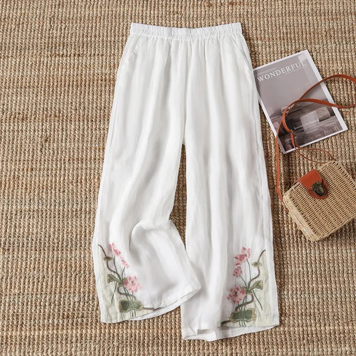 Nori | Women's Embroidered Wide Leg Pants-Omni Prime Goods