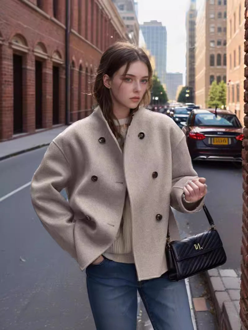 Women's Oversized Jacket with Double Zipper and Pockets