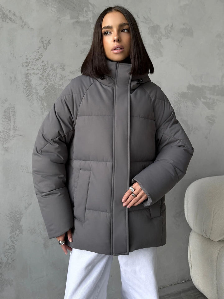 Women's Oversized Hooded Padded Jacket with Pockets