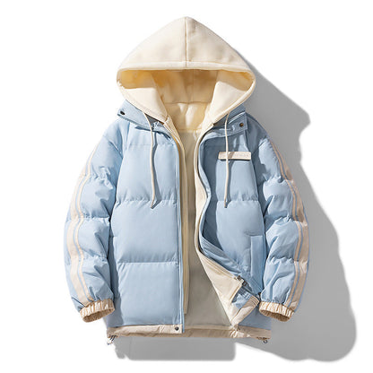 Gestreifter, wattierter und isolierender warmer Parka für Herren für den Alltag