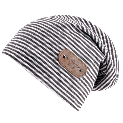 Gorro de punto a rayas para mujer, de corte holgado y cómodo para el invierno