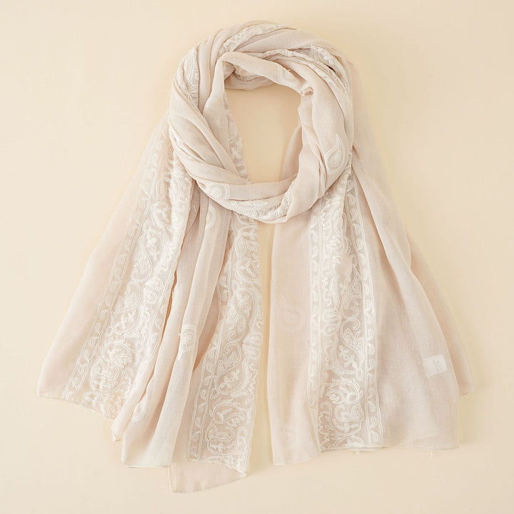 Women's Embroidered Scarf with Elegant Design