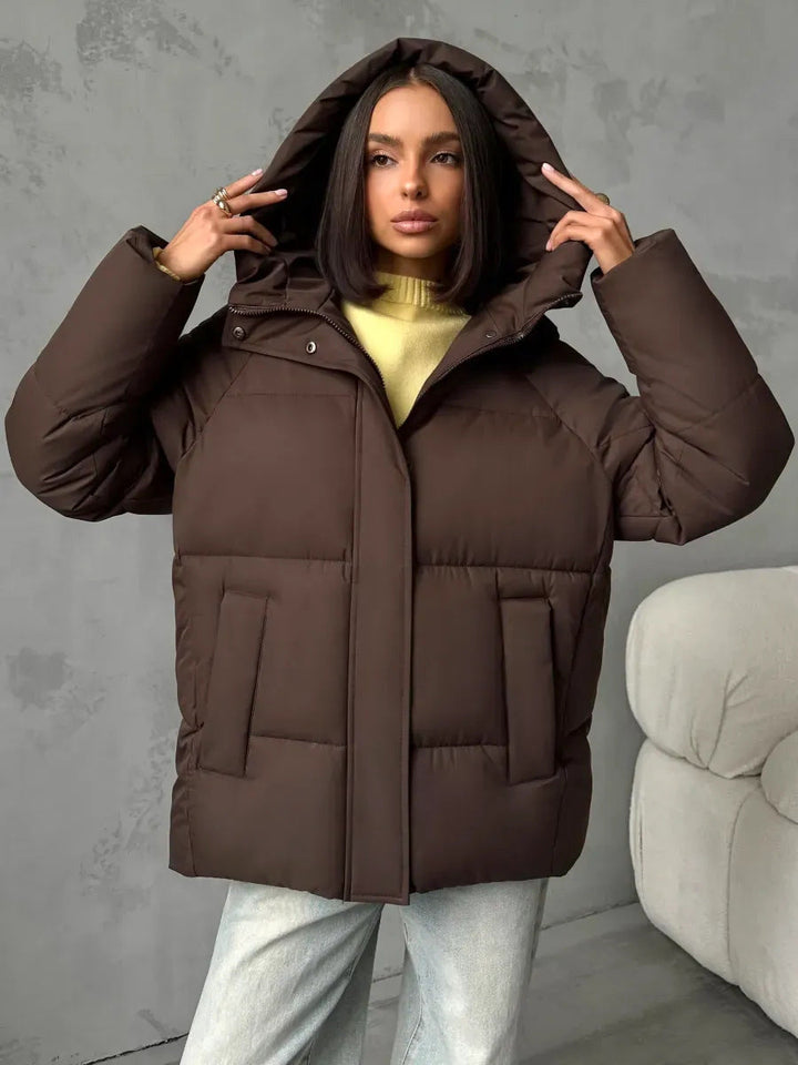 Women's Oversized Hooded Padded Jacket with Pockets