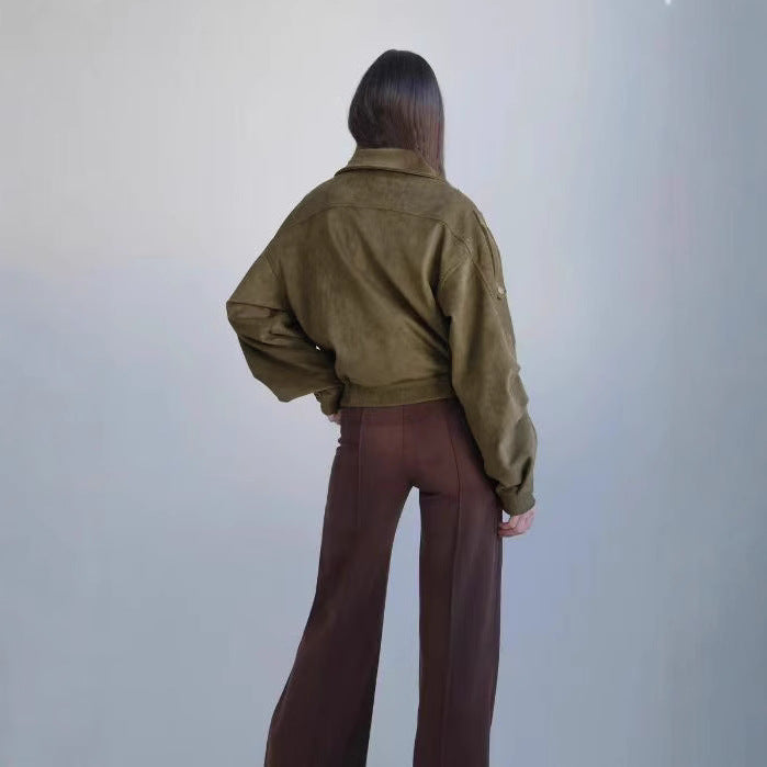 Women's Short Jacket with Asymmetrical Zipper and Tailored Fit