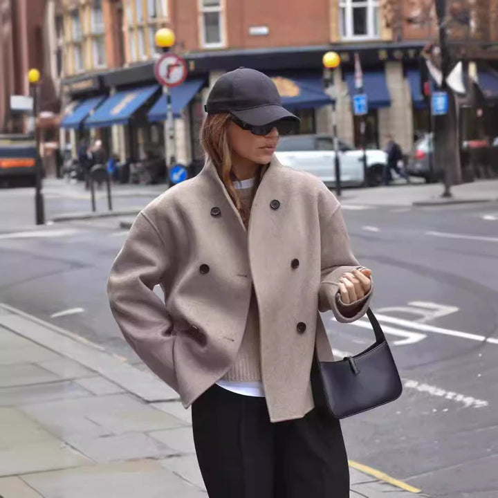 Women's Oversized Jacket with Double Zipper and Pockets