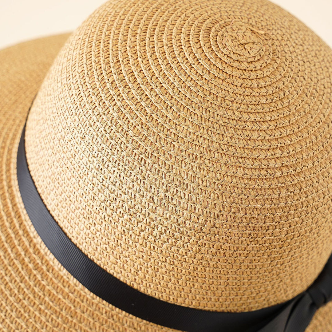 Women's Wide Brim Sun Hat with Elegant Satin Band