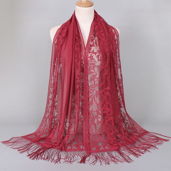 Women's Elegant Lace Scarf with Fringes