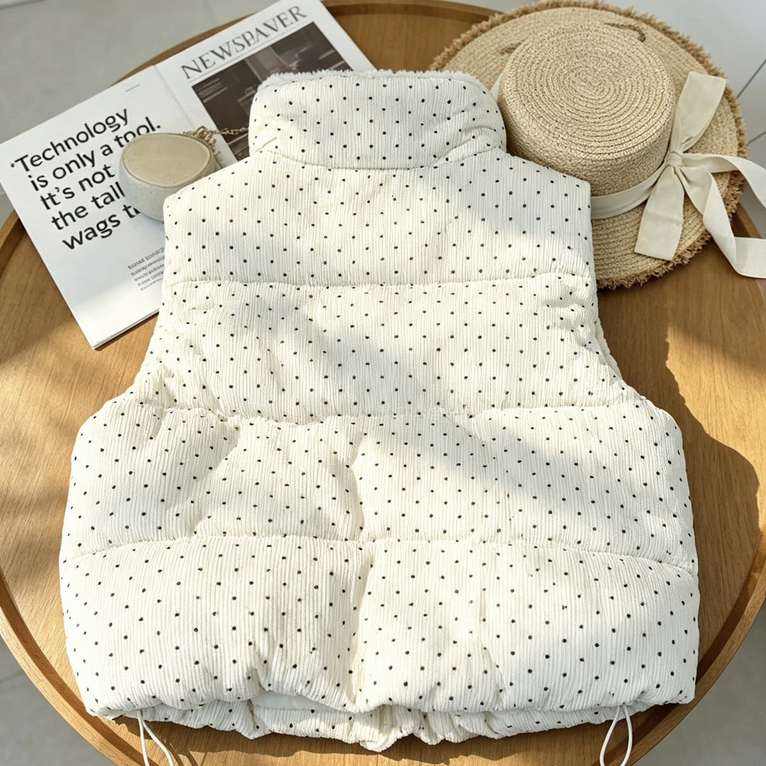 Women's Quilted Padded Vest with Teddy Lining and Drawstring Hem