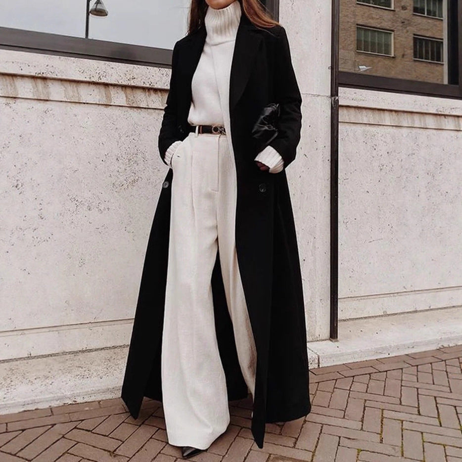 Women's Longline Coat with Pockets for Stylish Warmth