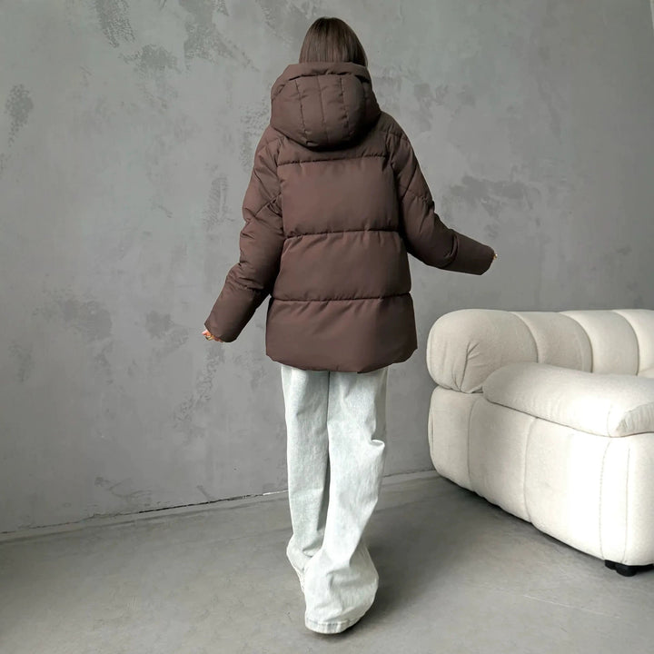 Women's Oversized Hooded Padded Jacket with Pockets