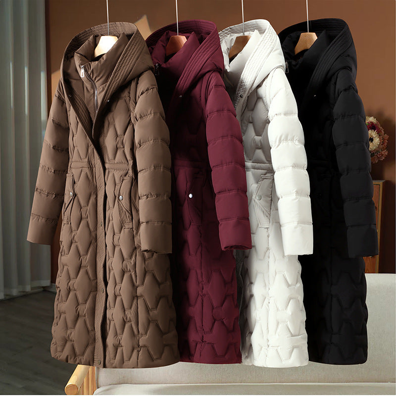 Women's Quilted Winter Coat with Hood and Tailored Fit