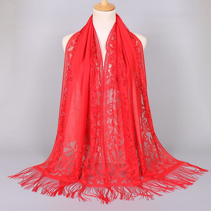 Women's Elegant Lace Scarf with Fringes