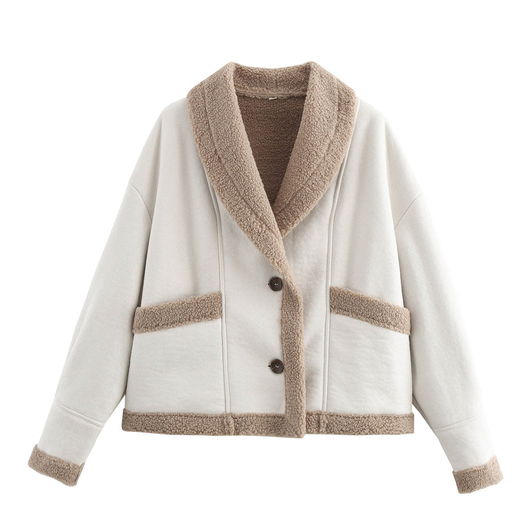 Women's Stylish Short Jacket with Buttons and Pockets