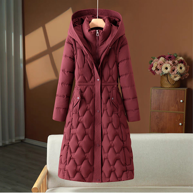 Women's Quilted Winter Coat with Hood and Tailored Fit