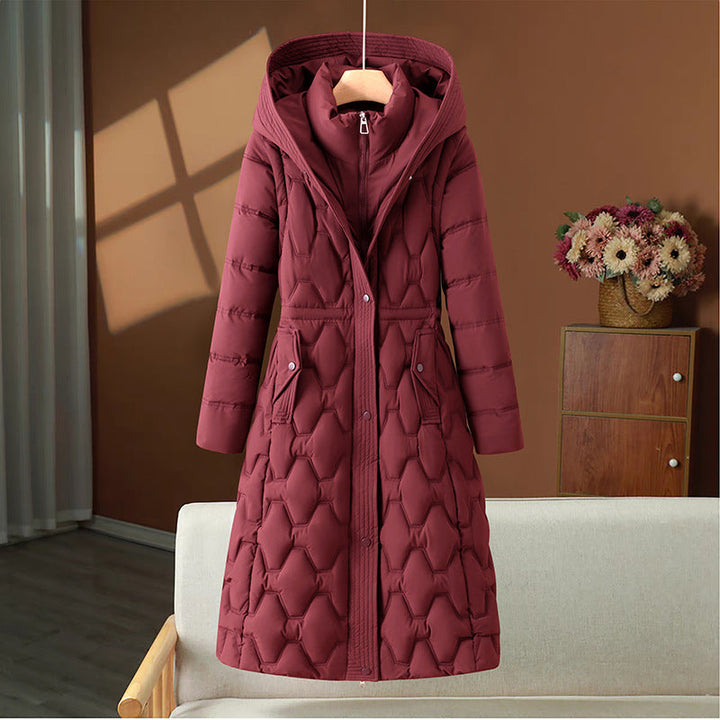Women's Quilted Winter Coat with Hood and Tailored Fit