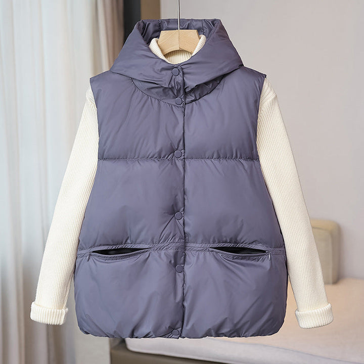 Women's Insulated Thermal Vest with Stand-up Collar and Zipper Pockets