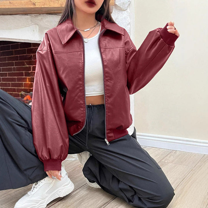 Women's Classic Collar Full Zip Bomber Jacket