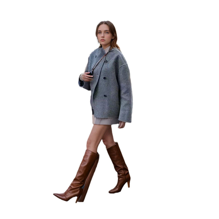 Women's Oversized Jacket with Double Zipper and Pockets