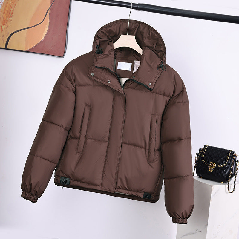 Women's Boxy Cut Padded Hooded Jacket with Concealed Placket