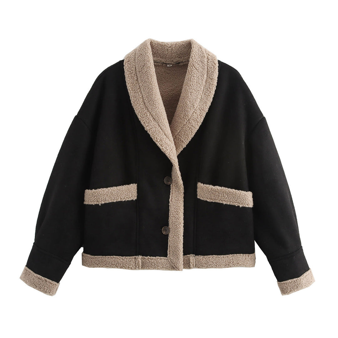 Women's Stylish Short Jacket with Buttons and Pockets