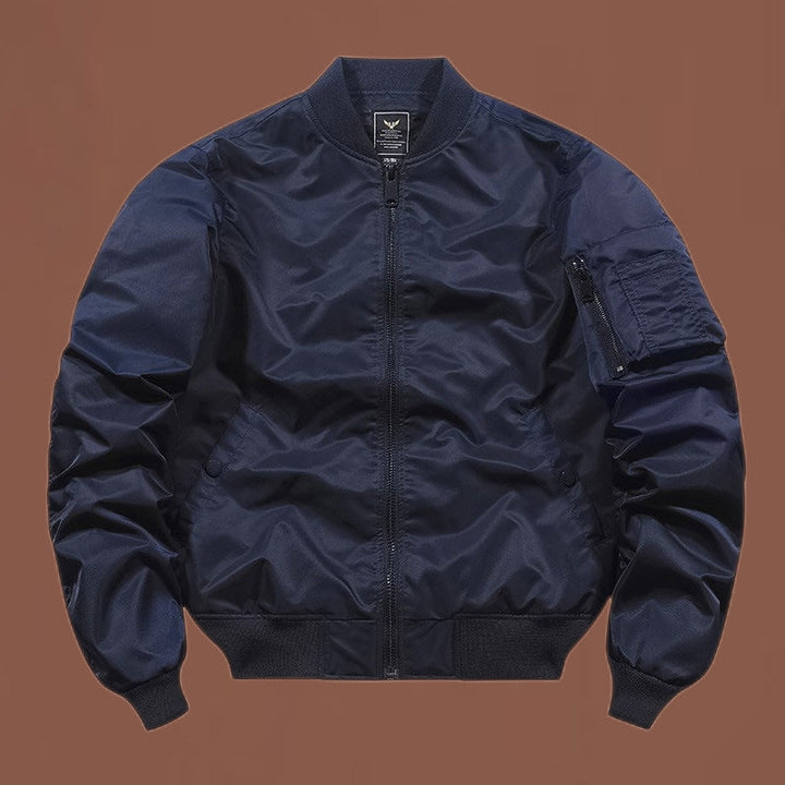 Men's Wind-Resistant Bomber Jacket with Arm Pocket in MA-1 Style