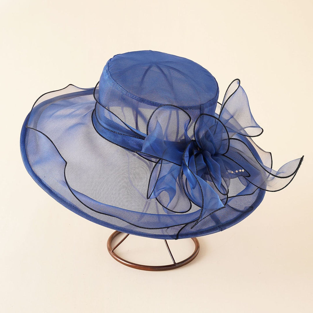Women's Sun Hat with Mesh Design and Bow Details