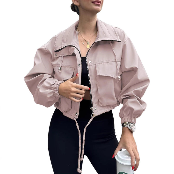 Women's Short Jacket with Drawstring and Elastic Sleeves