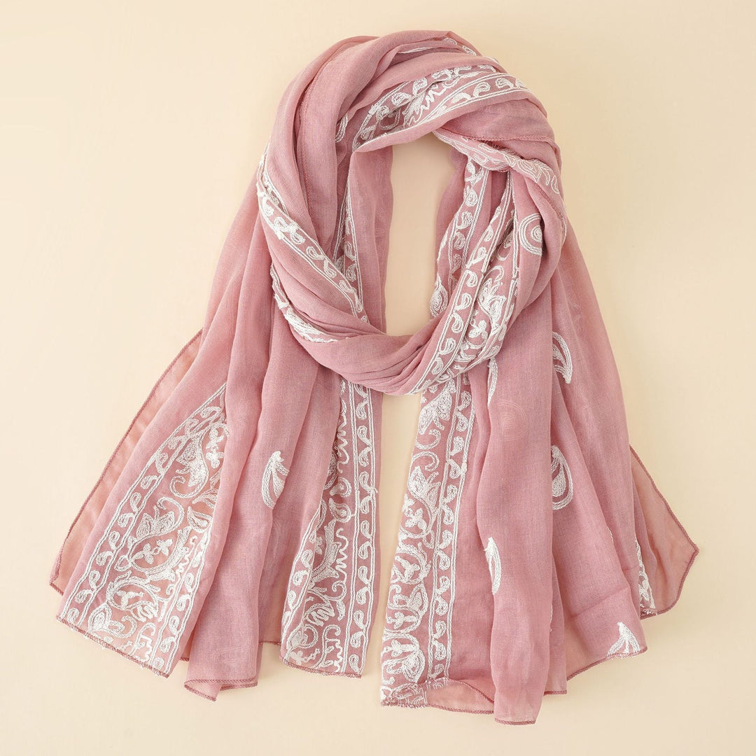 Women's Embroidered Scarf with Elegant Design