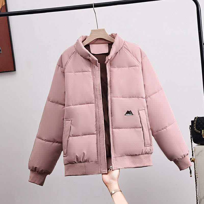 Women's Short Quilted Jacket with High Stand Collar