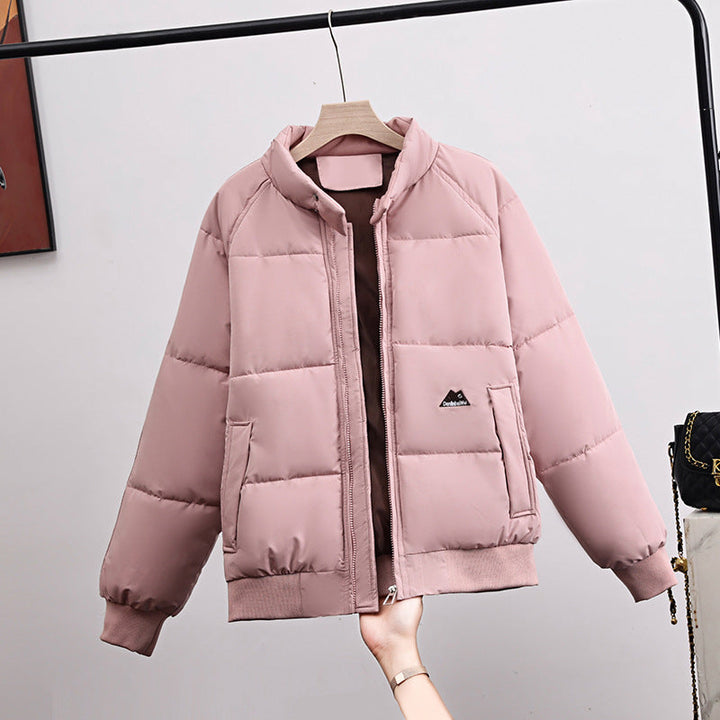 Women's Short Quilted Jacket with High Stand Collar