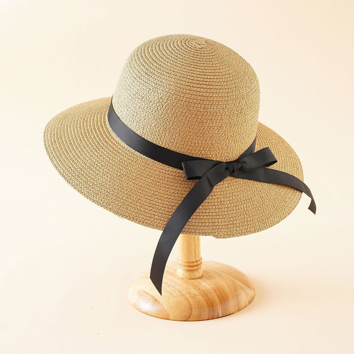 Women's Wide Brim Sun Hat with Elegant Satin Band