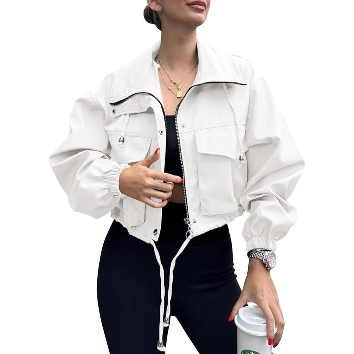 Women's Short Jacket with Drawstring and Elastic Sleeves