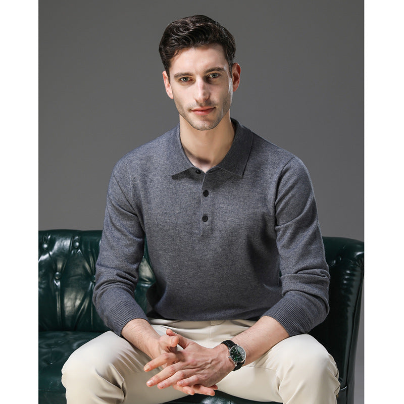 Men's Cashmere Polo Business Sweater