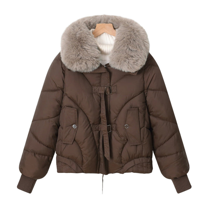 Women's Short Blouson Jacket with Shawl Collar and Drawstring Hem